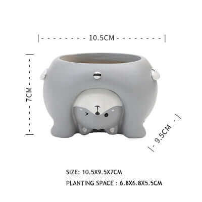 Cartoon planter - size of silver cat Flowerpot.  MalonesSpecialtyStore.com