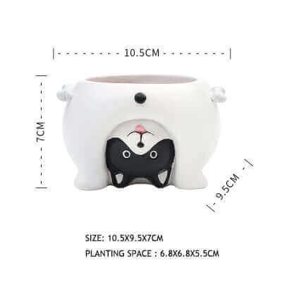 Cartoon planter - size of white cat on white background at MalonesSpecialtyStore.com