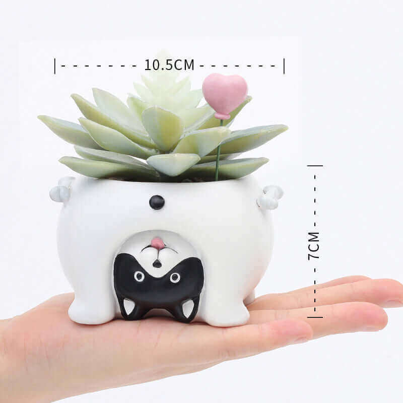Cartoon planter -size of white cat Flowerpot.  MalonesSpecialtyStore.com