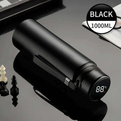 BLACK 1000ML Smart Thermos Bottle Cold and Hot