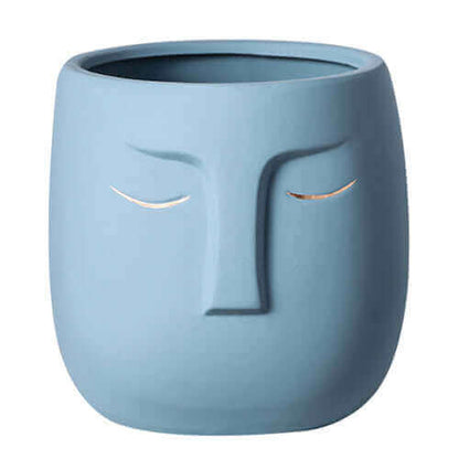 light blue Elegant Ceramic Face Vase