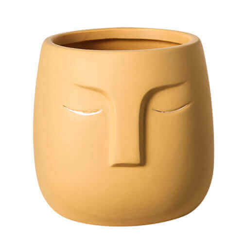 yellow Elegant Ceramic Face Vase