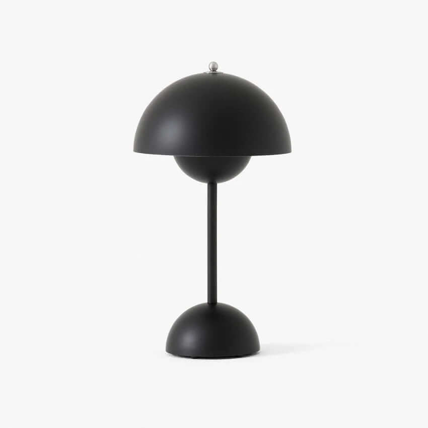 Black flowerpot vp9 portable rechargeable lamp on white background