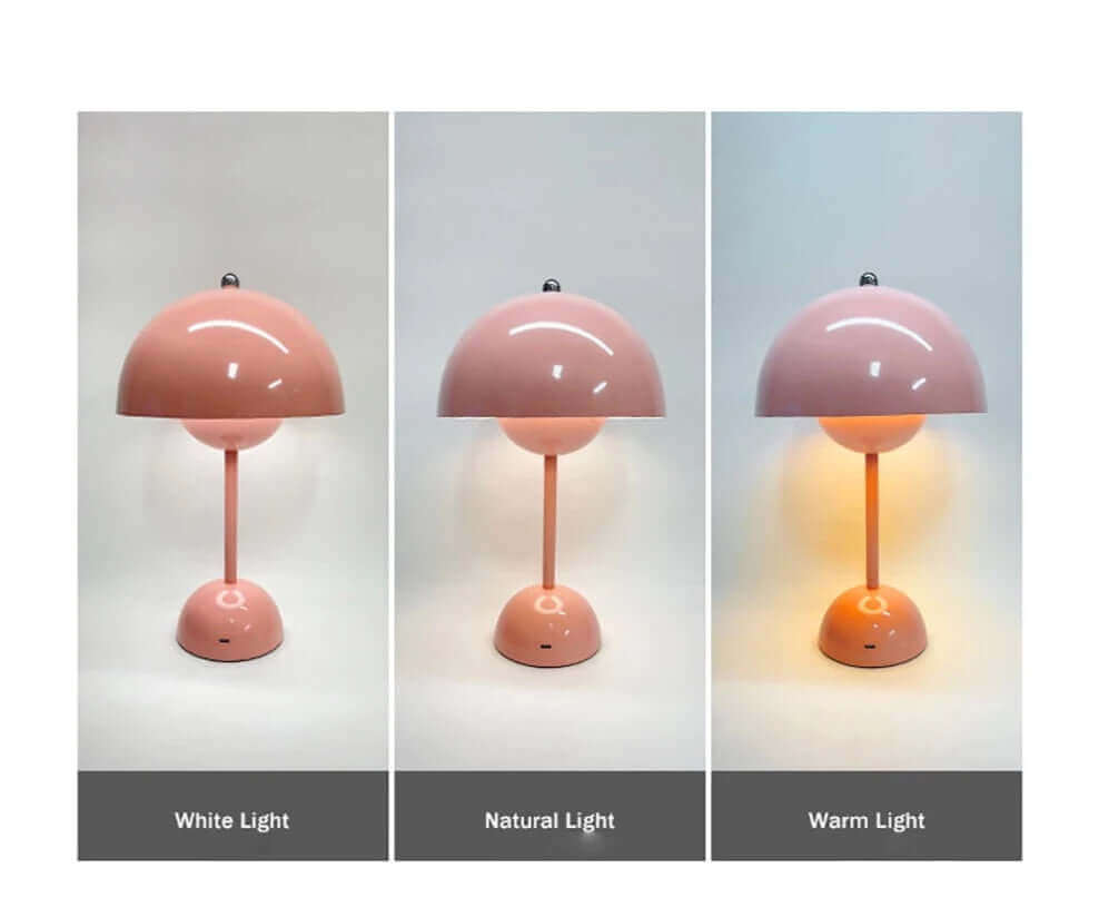 flowerpot vp9 portable rechargeable lamp showing 3 color tones white, natural and warm