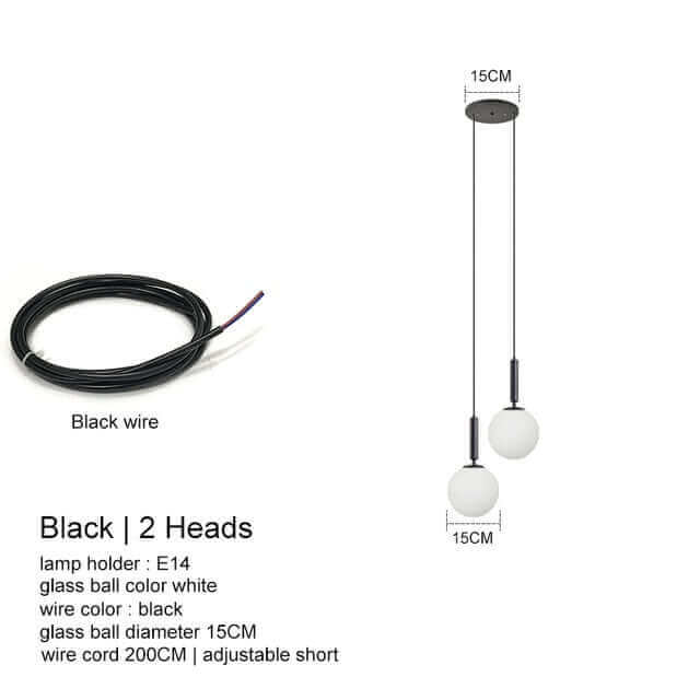 Modern LED Glass Ball Chandelier Light Fixtures specs 5