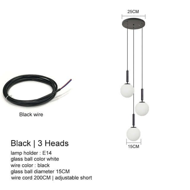Modern LED Glass Ball Chandelier Light Fixtures specs 19