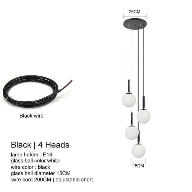 Modern LED Glass Ball Chandelier Light Fixtures specs 14
