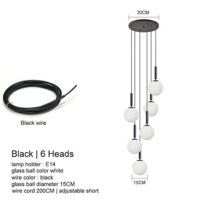 Modern LED Glass Ball Chandelier Light Fixtures specs 17