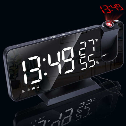 Modern looking digital alarm clock at Malones