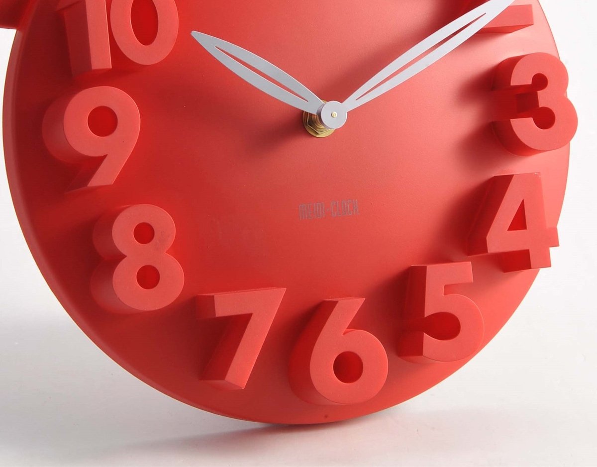 Stylish red ColorPop Quartz Wall Clock, ideal for modern and playful spaces.