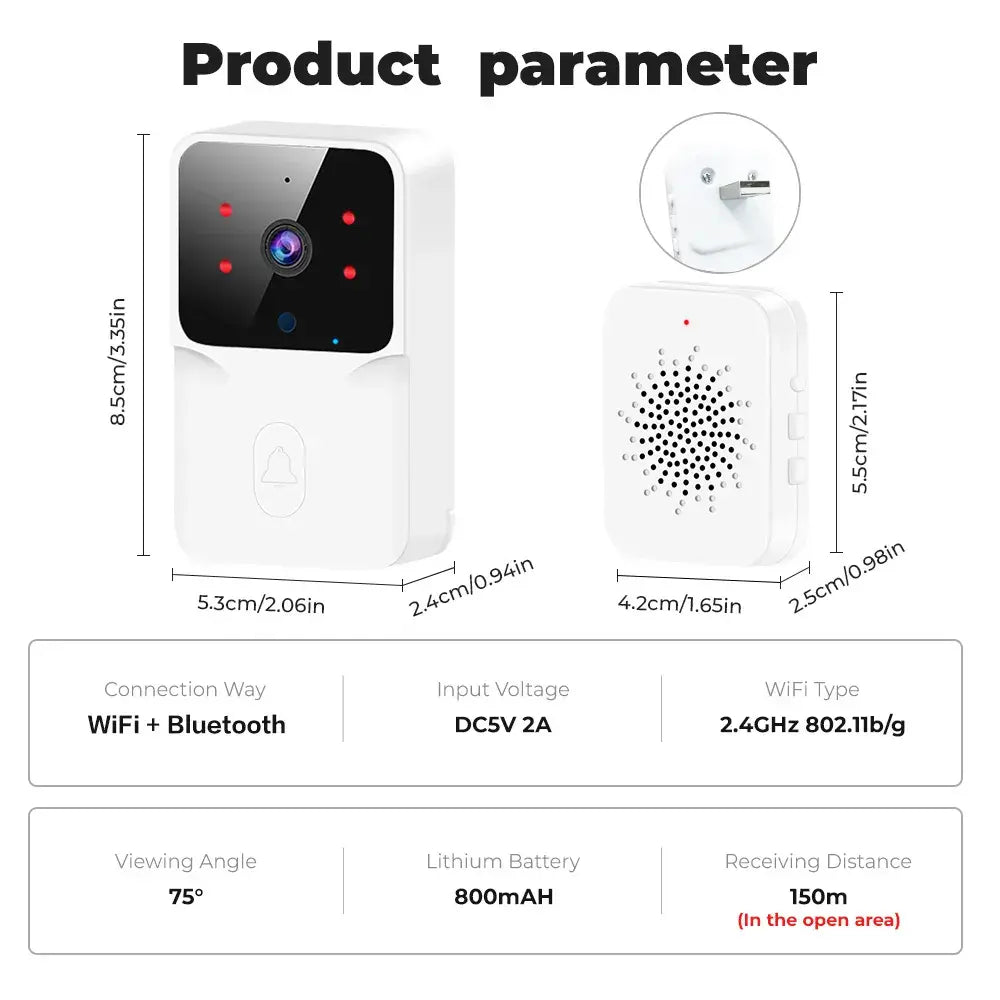 Easy-installation WiFi doorbell with long battery life and USB charging