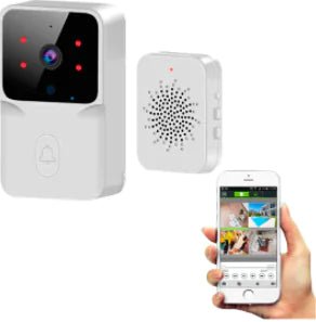 Secure WiFi doorbell with cloud storage and motion detection technology.